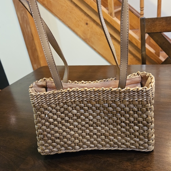 Vtg Wicker Woven St. John's Bay Palm Small Handbag Pre-owned - Picture 2 of 15
